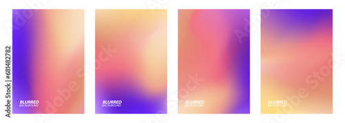 Sunset colors. Set of blurred abstract backgrounds with dynamic color gradients for creative seasonal graphic design. Vector illustration.