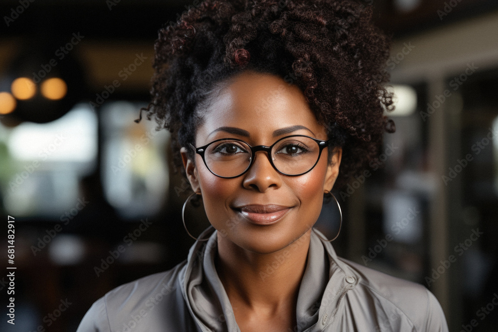Portrait of smiling african american businesswoman in eyeglasses. Portrait of smiling african american businesswoman in eyeglasses.