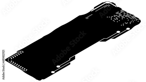 Isometric rectangular design clipart in tech style isolated on white. Short tech plate with copy space. Vector clipart.