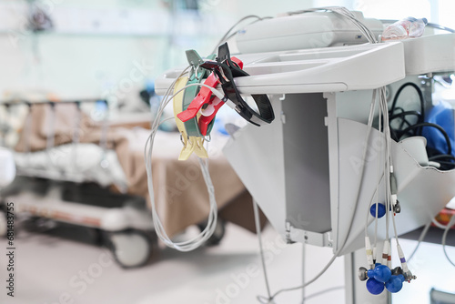 modern intensive care unit, cardiogram machine
