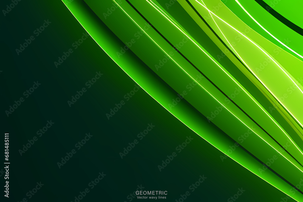 Abstract vector wavy lines flowing smooth curve green gradient color in concept of luxury, technology, modern. Abstract vector wavy lines flowing smooth curve green gradient color in concept of luxury, technology, modern.