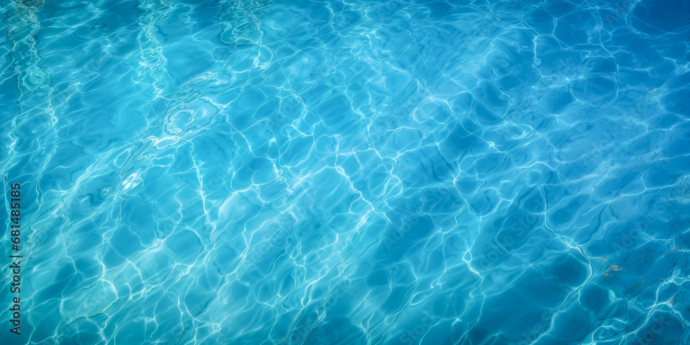 Blue water in swimming pool with sun reflection. Water background and texture