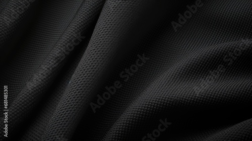 Close-up texture of black fabric or cloth in black color.