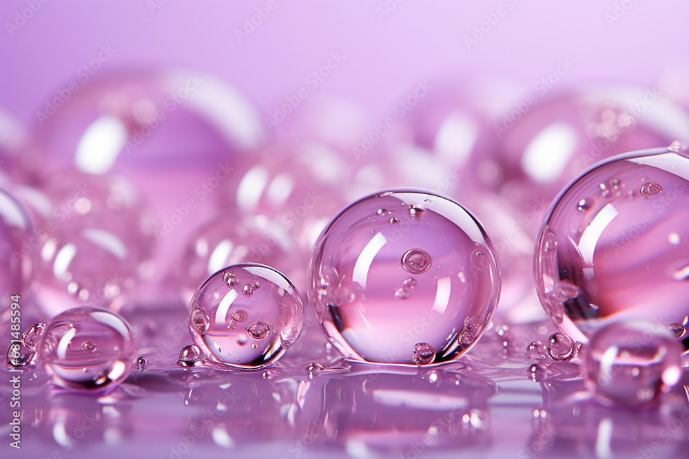 Bubbles on a light purple background. AI generative