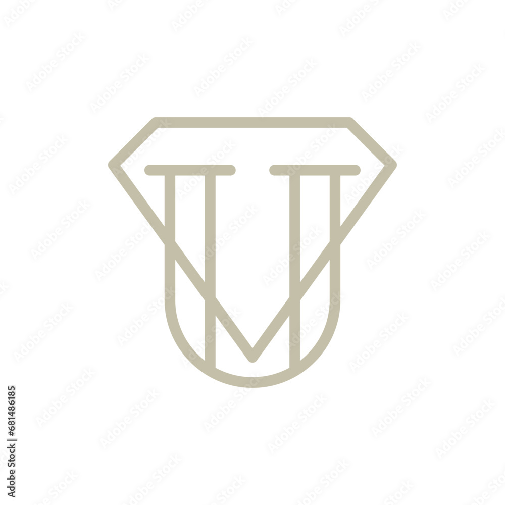 initial Letter U Diamond Logo Concept icon sign symbol Element Design Line Art Style. Jewellery, Jewelry, Gem Logotype. Vector illustration template initial Letter U Diamond Logo Concept icon sign symbol Element Design Line Art Style. Jewellery, Jewelry, Gem Logotype. Vector illustration template