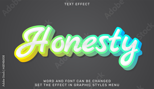 Fototapeta Naklejka Na Ścianę i Meble -  Honesty text effect template in 3d design