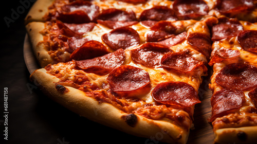 pepperoni pizza spicy salami chili delicious tasty close up photo