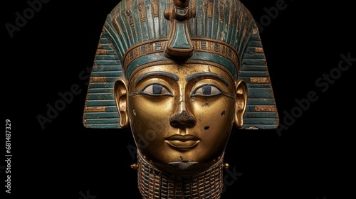 an elaborate funerary mask like those found in the tombs of pharaohs
