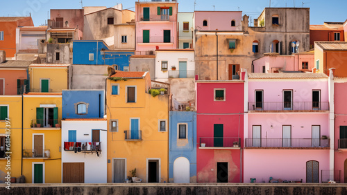 View of colorful houses on an old street in Europe © DY