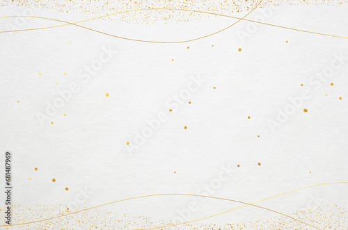 White Japanese "Washi" paper texture with classy gold pattern. Abstract graceful Japanese style background.