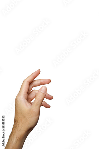 Business man hand holding somethings for montage your product,Man's hand sign isolated on white background photo