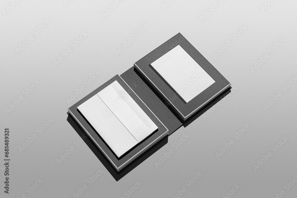 Packaging branding mockup template, real photo, open branding catalog package with sharp shadows. Blank isolated on a white background to place your design. Packaging branding mockup template, real photo, open branding catalog package with sharp shadows. Blank isolated on a white background to place your design.