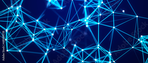 Abstract digital background of points and lines. Glowing plexus. Big data. Network or connection. Abstract technology science background. 3d rendering