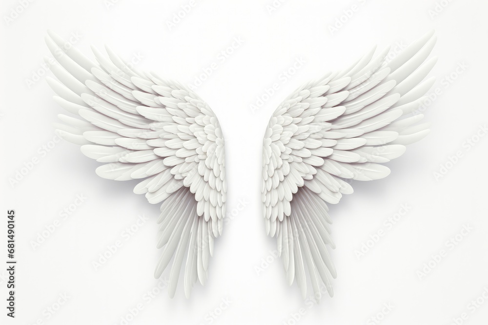 3D Angel Wing On White Background Mock-Up 3D Angel Wing On White Background Mock-Up