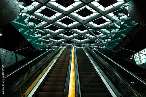 Modern train station stairs landscape photo with symmetry_1