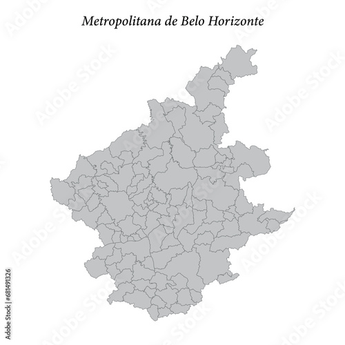 map of Metropolitana de Belo Horizonte is a mesoregion in Minas Gerais with borders municipalities