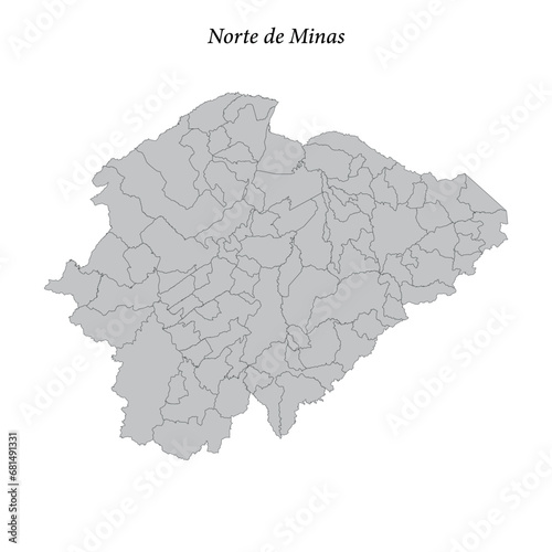 map of Norte de Minas is a mesoregion in Minas Gerais with borders municipalities photo