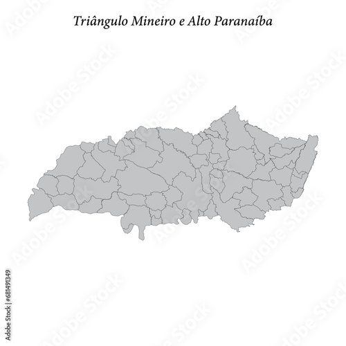map of Triangulo Mineiro e Alto Paranaiba is a mesoregion in Minas Gerais with borders municipalities