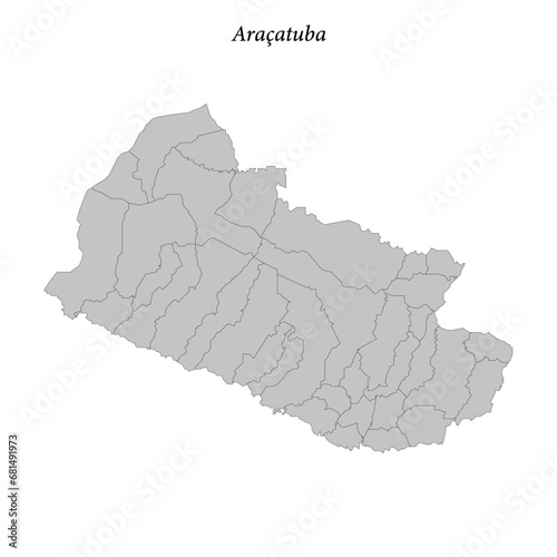 map of Aracatuba is a mesoregion in Sao Paulo with borders municipalities photo