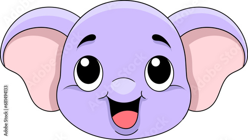 cute smiling elephant head cartoon logo © Popular Vector