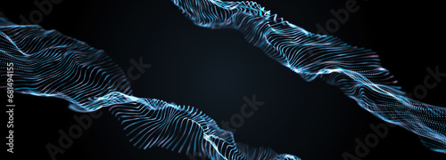 Abstract background with connection dots to network technology. Digital transfer of big data. 3d rendering.