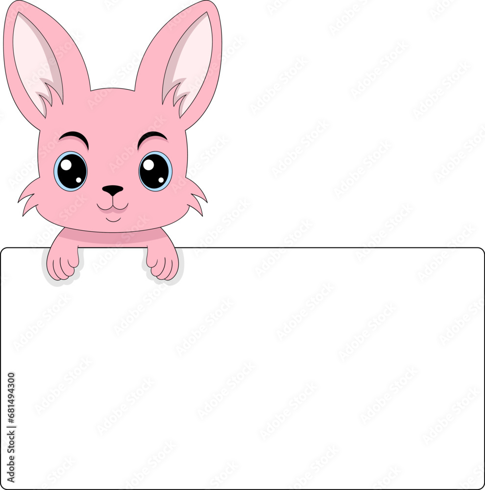 greeting card template decorated with a pink rabbit with a cute face greeting card template decorated with a pink rabbit with a cute face