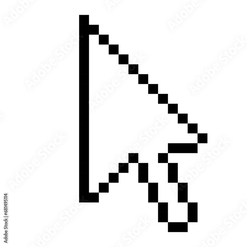 Transparent cursor line icon. Computer, mouse, arrow, hover, click, highlight, screen, , pixel style. Multicolored icon on white background.