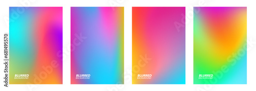 Set of blurred backgrounds with bright color gradients. Vibrant graphic templates collection for brochure covers, posters and banners design. Vector illustration.