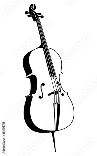 Double Bass. Music instrument icon. Outline vector clipart isolated on white. photo