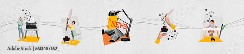 Canvastavla Panorama collection illustration collage of storytelling mass media sources work