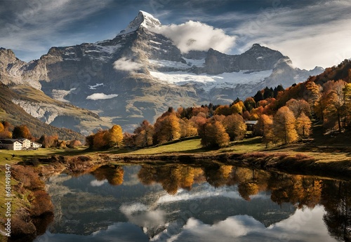 Autumn Ascent: Switzerland's Eiger North Face in Fall Glory.