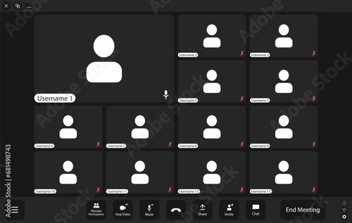 UI/UX template for laptop, desktop and phone. Video conferencing and meeting