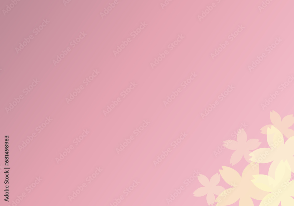 Soft pink background with gradation and several sakura flowers ornament