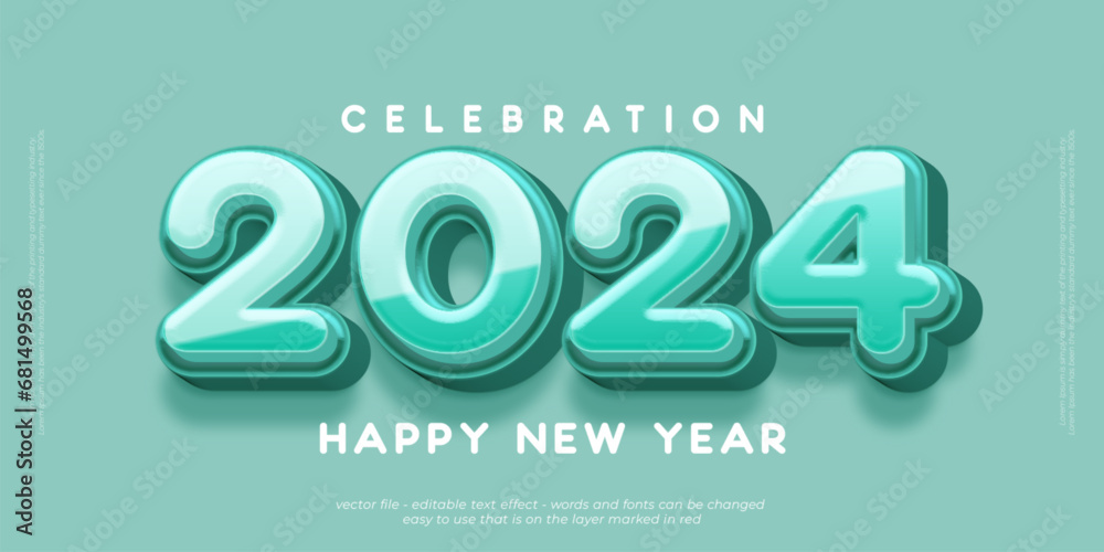New year banner holiday celebration with 2024 editable numbers with green style New year banner holiday celebration with 2024 editable numbers with green style