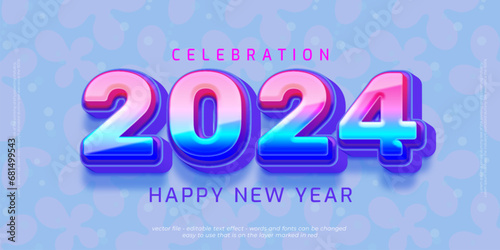 New year banner holiday celebration with 2024 editable numbers with gradient style