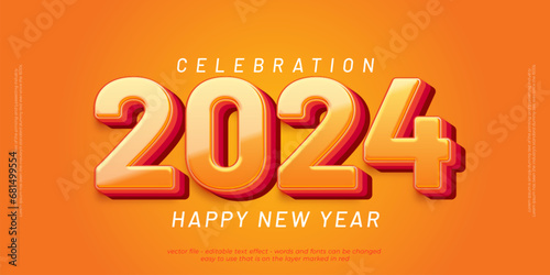 New year banner holiday celebration with 2024 editable numbers with bold style