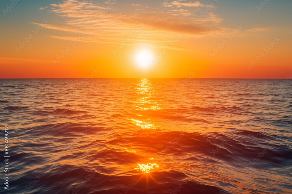 awe-inspiring beauty of sun's descent on sehorizon, embodying radiant colors, tranquil waters, and profound connection between celestial and earthly --v 5.1
