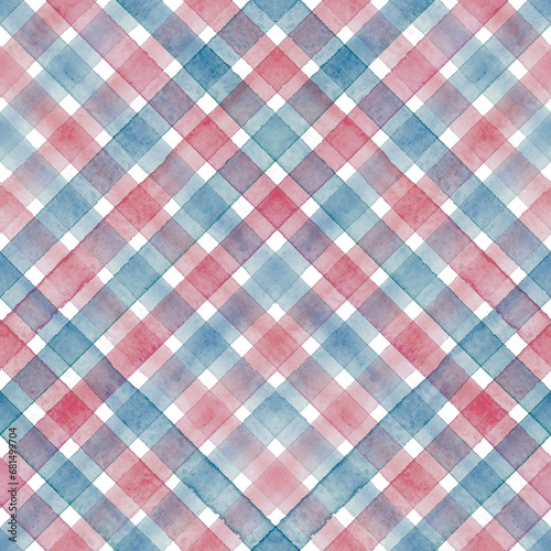 Watercolor gingham stripe p...