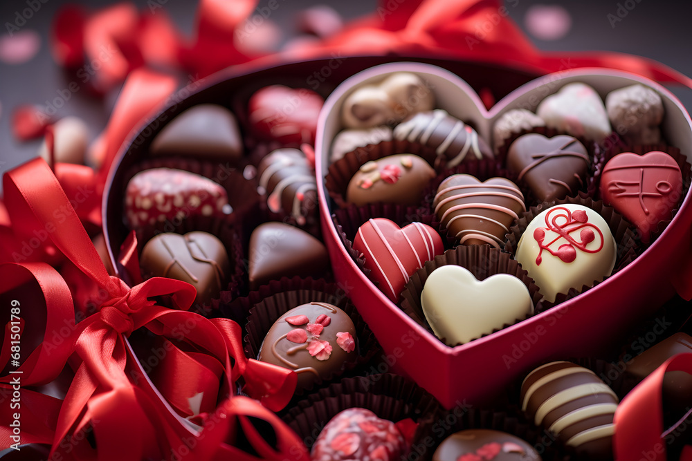 Valentine's Day heart-shaped chocolates AI degenerative Valentine's Day heart-shaped chocolates AI degenerative