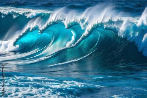 Big Blue Waves Sculpting the Coastline Along the Reef © Muhammad