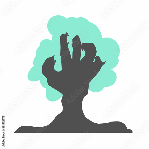 Vector tree with trunk like fingers, flat design