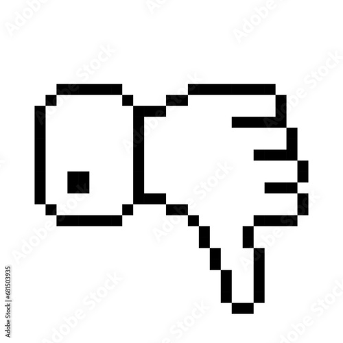 Transparent thumbs down line icon. Gesture, disapproval, dislike, emoji, refusal, chat, communication, emotions, pixel style. Multicolored icon on white background.