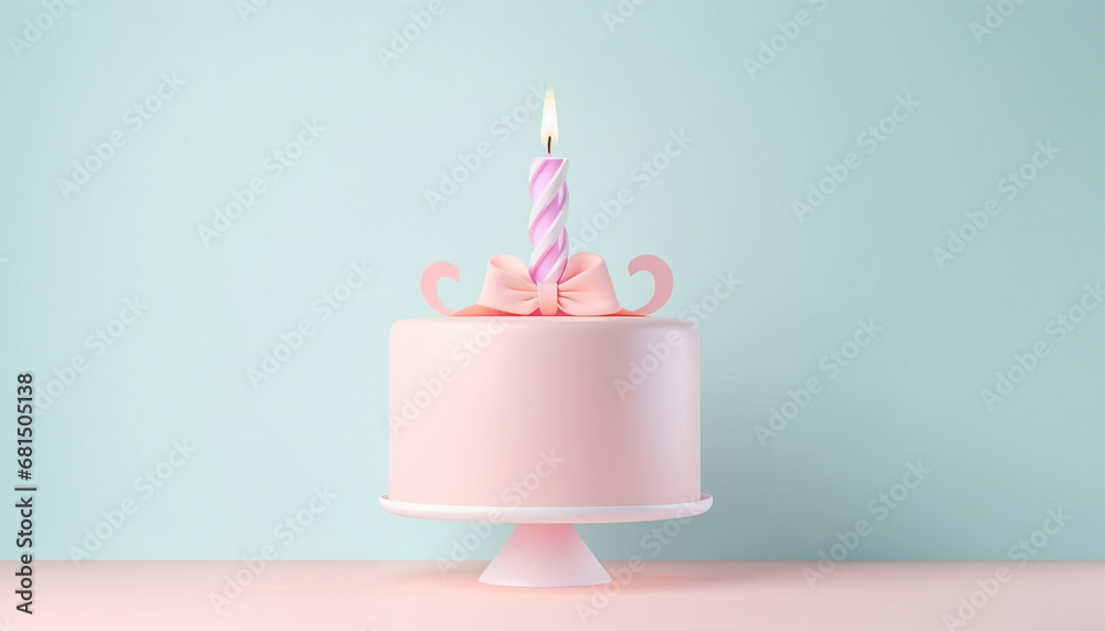 Birthday cake pastel with number 1 on pink blue background. One year concept. A colorful birthday cupcake with one candle and confetti on a yellow background Happy Birthday concept Birthday cake pastel with number 1 on pink blue background. One year concept. A colorful birthday cupcake with one candle and confetti on a yellow background Happy Birthday concept