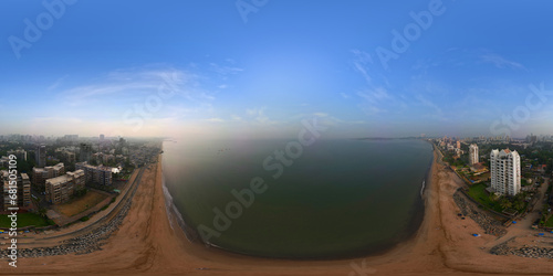 Mumbai ocean side Skyline 8K 360 degree, equirectangular projection, environment map. HDRI spherical panorama.