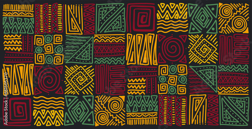 Seamless hand drawn abstract pattern  ethnic background  African style, great for textiles  banners  wallpaper  wrapping. photo