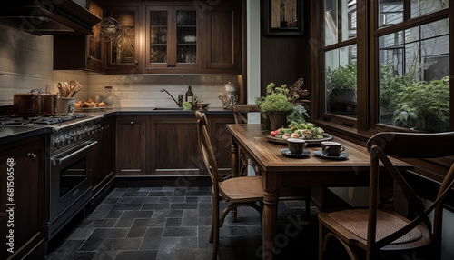 modern black and white kitchen. AI generated © DayDay Studio