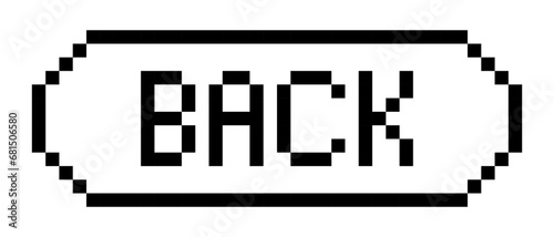 Transparent back sign line icon. Stop, cancel, menu, game, control, button, sign, inscription, announcement, pixel style. Multicolored icon on white background.