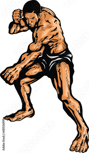 Boxer is practicing his new technique pose vector colorful