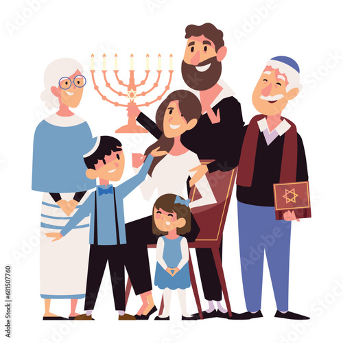 hanukkah family with menorah