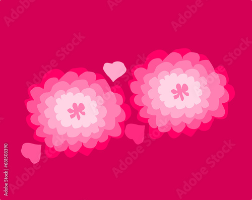 pink background with hearts and flowers